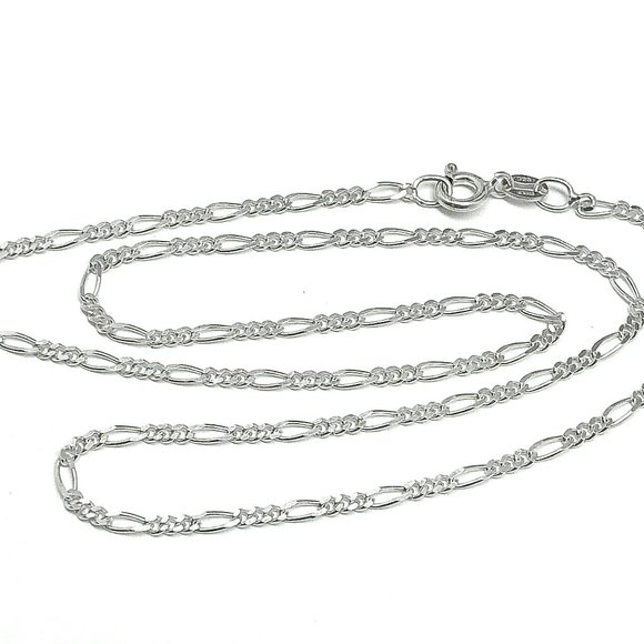 Super Fine - Italian Sterling Silver 1.7 mm Mini Figaro Link Chain Necklace 16" - Picture 3 of 7